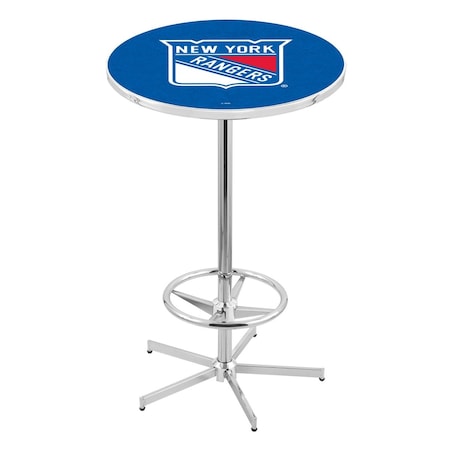 Holland Bar Stool Co 42" Chrome New York Rangers Pub Table L216C4228NYRang